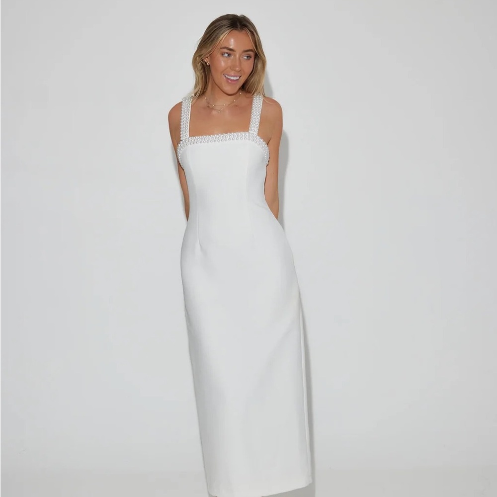 The Ultimate Muse Pearl Trim Midi Dress